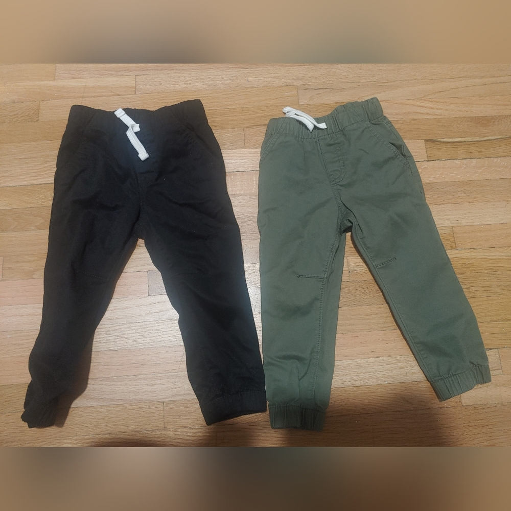 Cat And Jack Boy Jogger Chino Pants - Black and Green / Size 2t